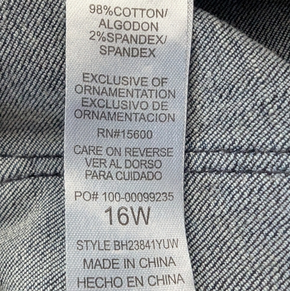 DEMOCRACY "Ab Solution" Raw Hem Jeans Whiskered size 16W - Picture 5 of 11